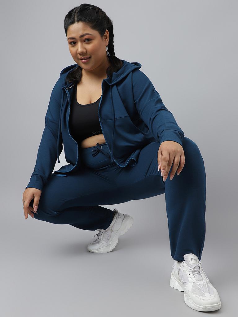 Fitkin Plus Size Ecofriendly Tencel Active Track Gym Straight Teal