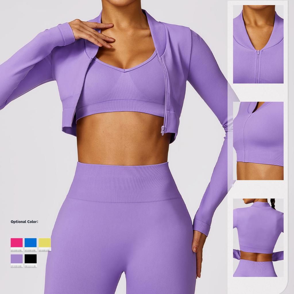 Tight Seamless Long Sleeve Yoga Jacket Zipper Quick Dry Fitness Clothing  Women Running Exercise Jacket - Clothing & Merch - by Huahua Factory