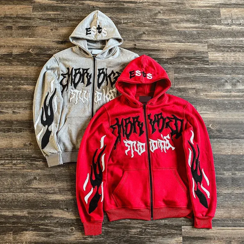 Quality embroidered patch oversized hoodie
