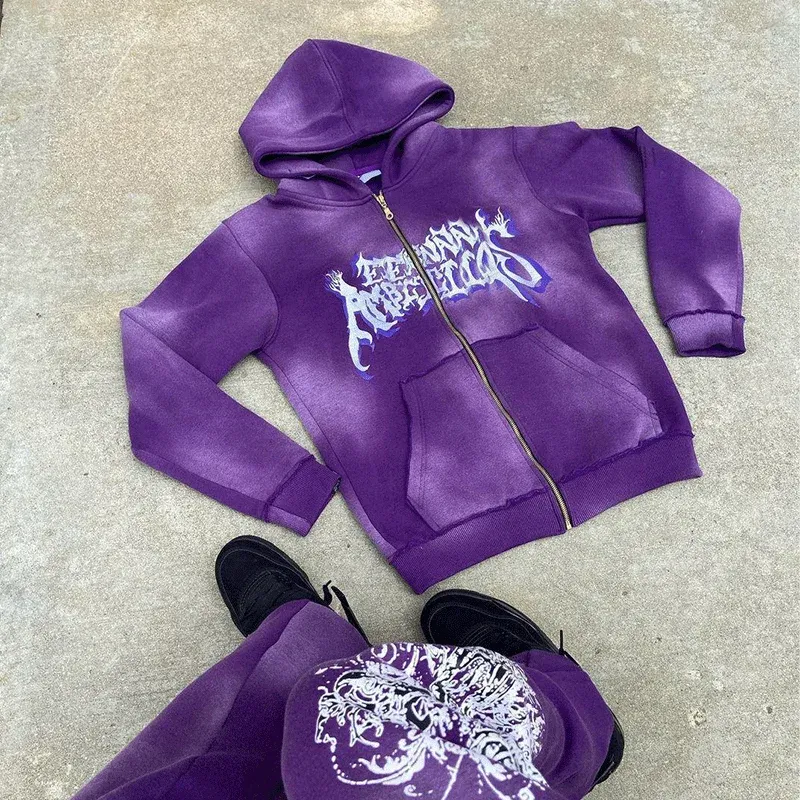 Distressed Acw Hoodie with Applique Details