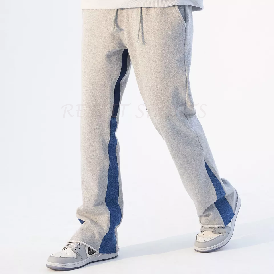 High Quality Men's Pants Trousers 100% Cotton Fleece Flare Sweat