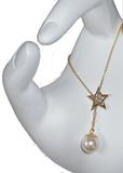 Delicate Star, Diamond & Akoya Pearl necklace in 14K Gold