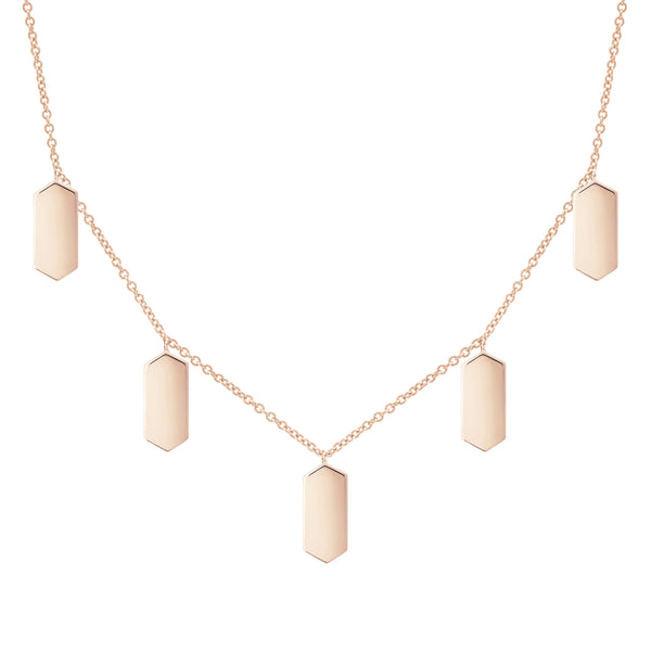 Five Marquis Charm Necklace | Rose Gold