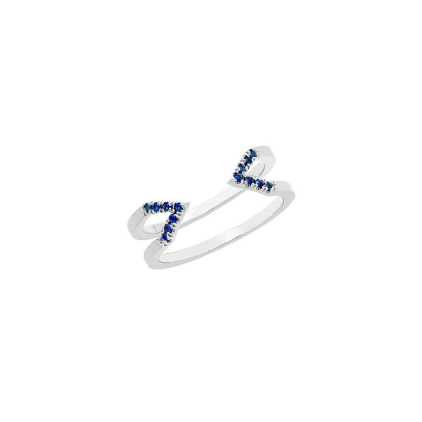 Blue Sapphire Dagger Ring - Midi | White Gold