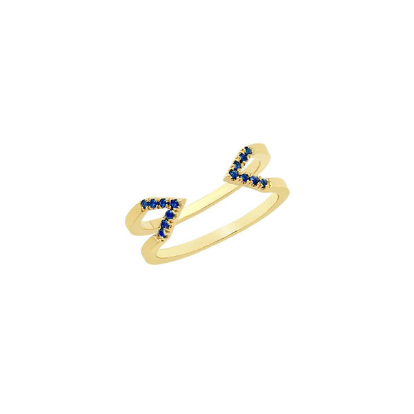 Blue Sapphire Dagger Ring - Midi | Yellow Gold