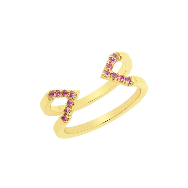 Pink Sapphire Dagger Ring | Yellow Gold