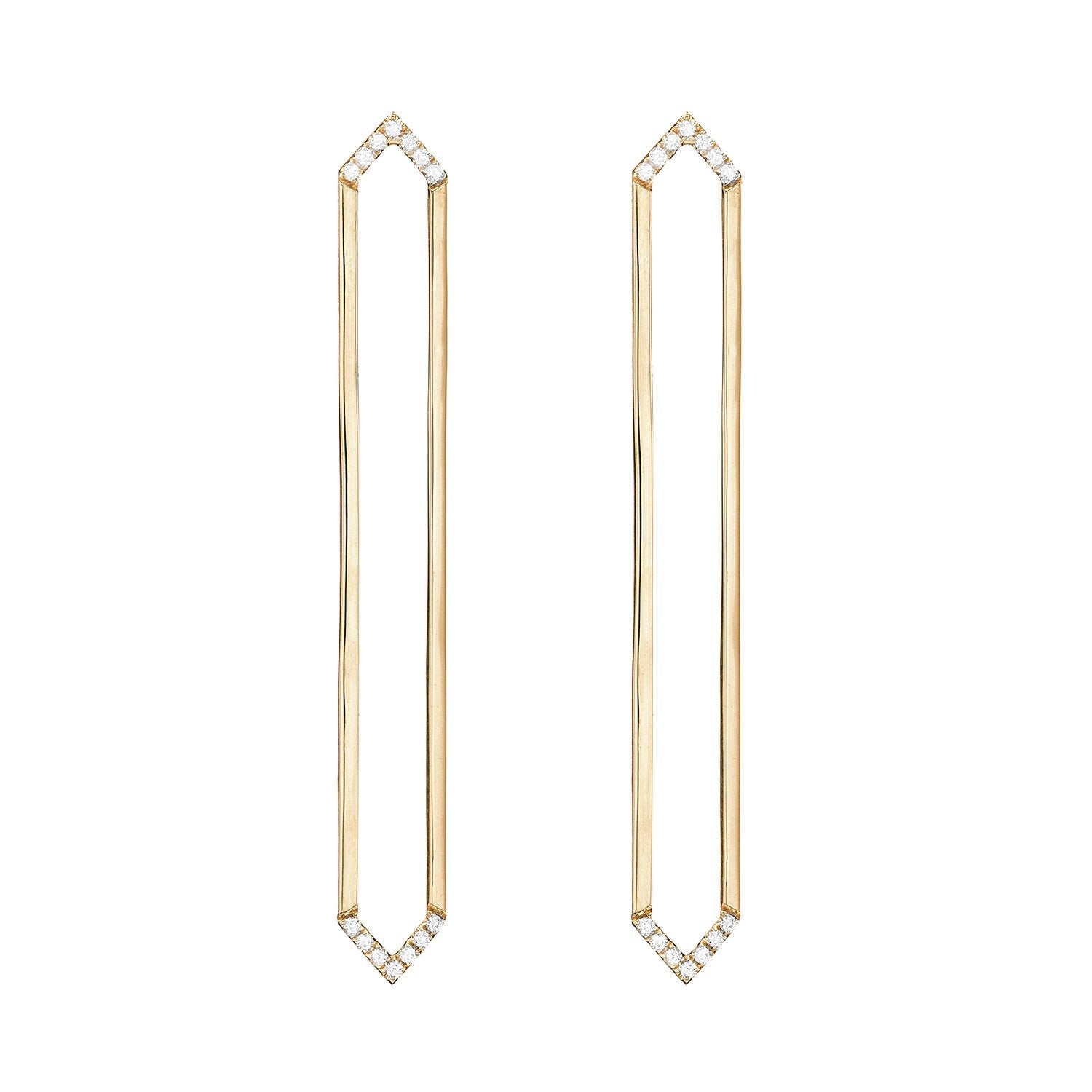 Long Marquis Earrings | Yellow Gold with Diamond Points
