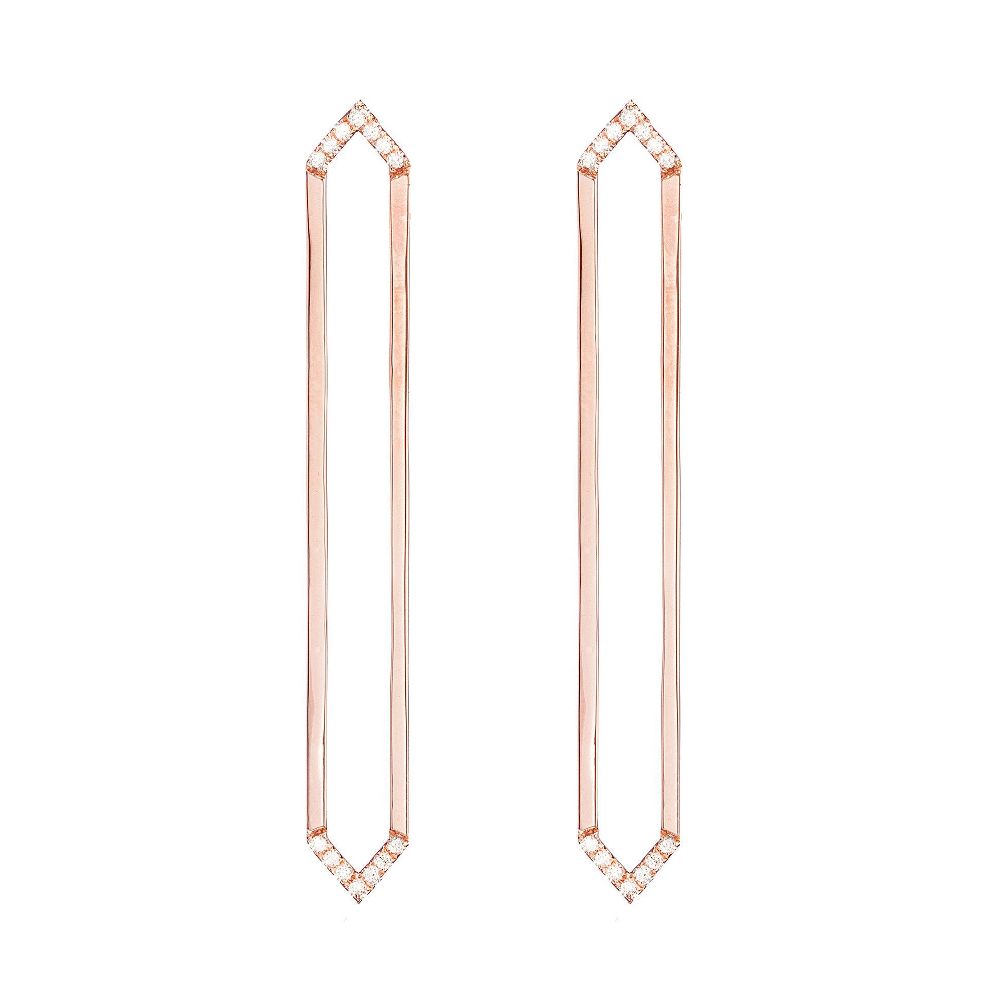 Long Marquis Earrings | Rose Gold with Diamond Points