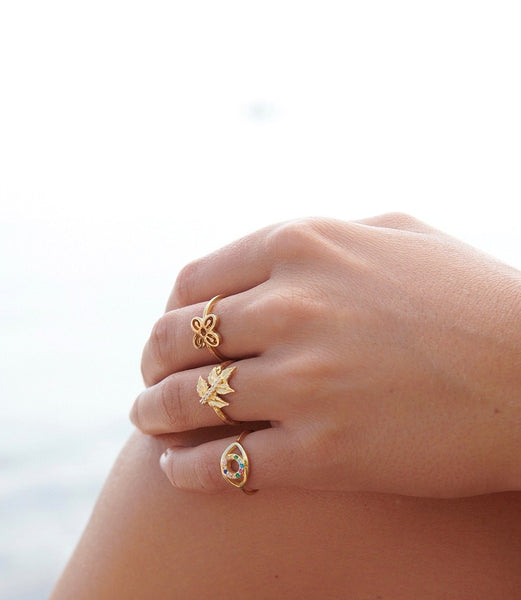 Neem Leaf Gold Plated Ring