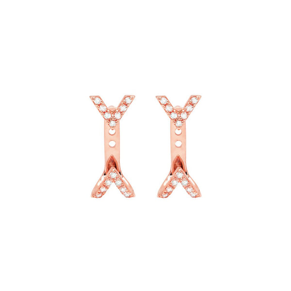 Diamond Dagger Studs with Ear Jackets | Rose Gold
