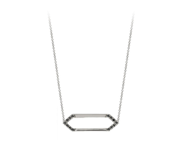 Mini Marquis Necklace | White Gold with Black Diamonds on Points