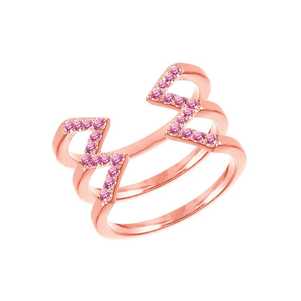 Pink Sapphire Stacked Dagger Ring | Rose Gold