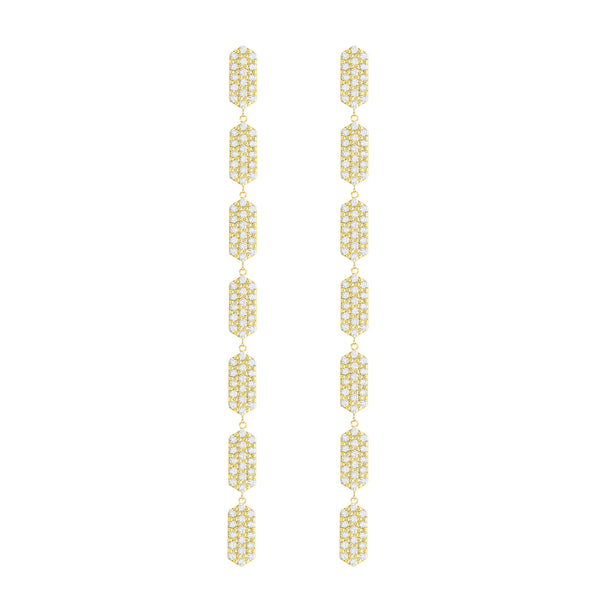 7 Tiered All Diamond Marquis Earrings | Yellow Gold