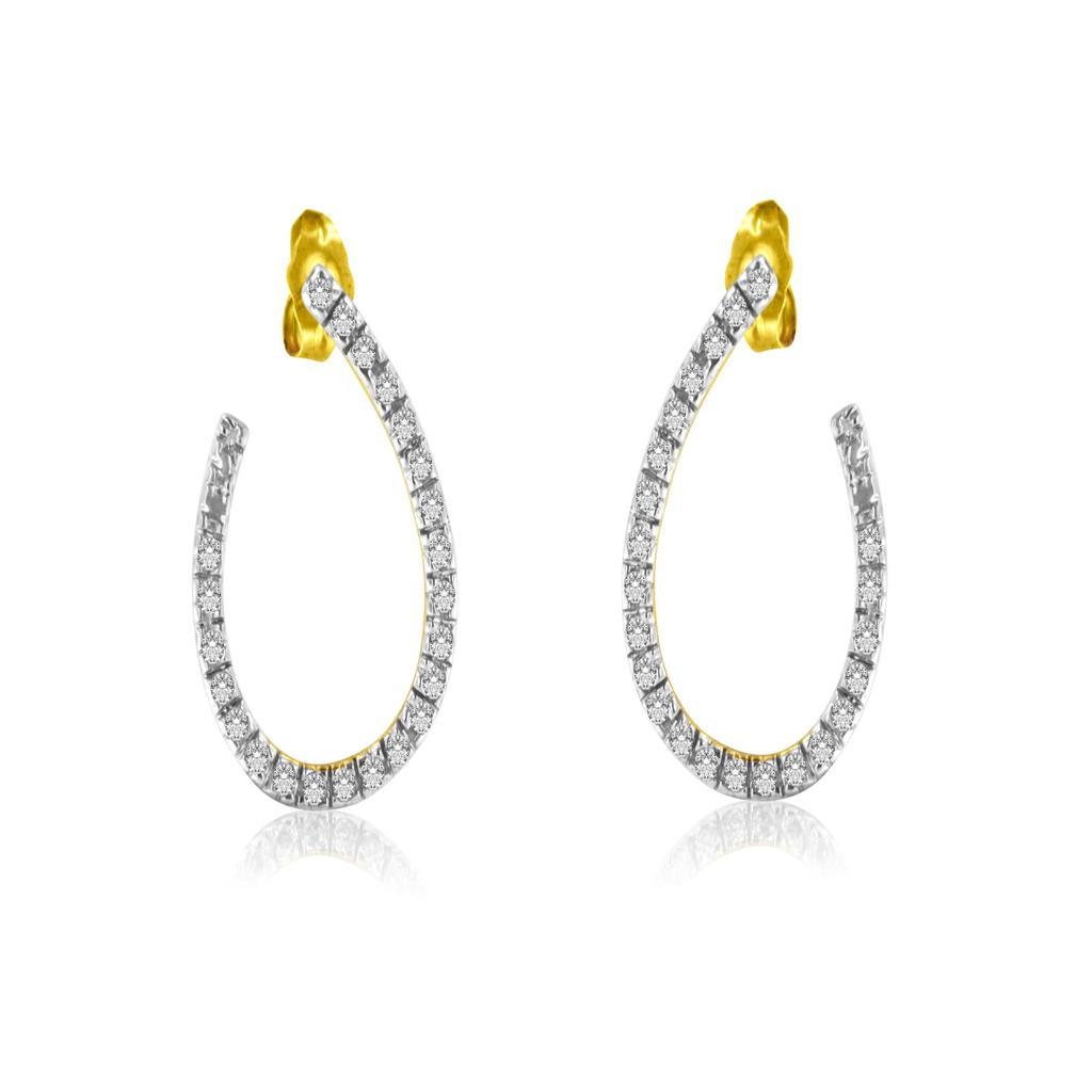 10K Yellow Gold 1/2 cttw Round-cut Diamond Hoop Earrings (H-I Color, I1-I2 Clarity)