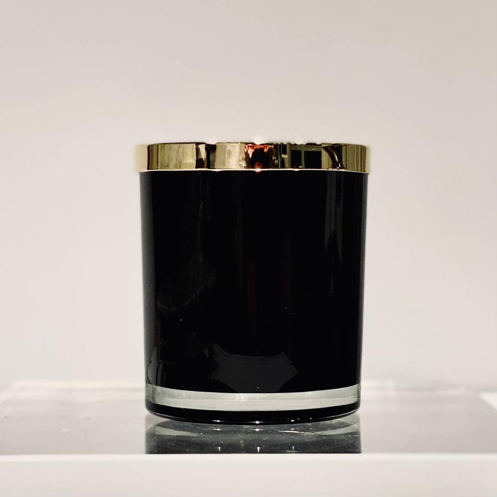 Private Label Large Minimalist Candles Black Glass/Gold Lid