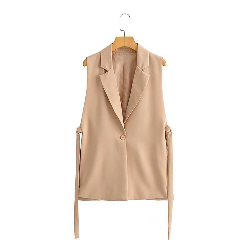 Formal Women's Sleeveless Button Sash Waistcoats