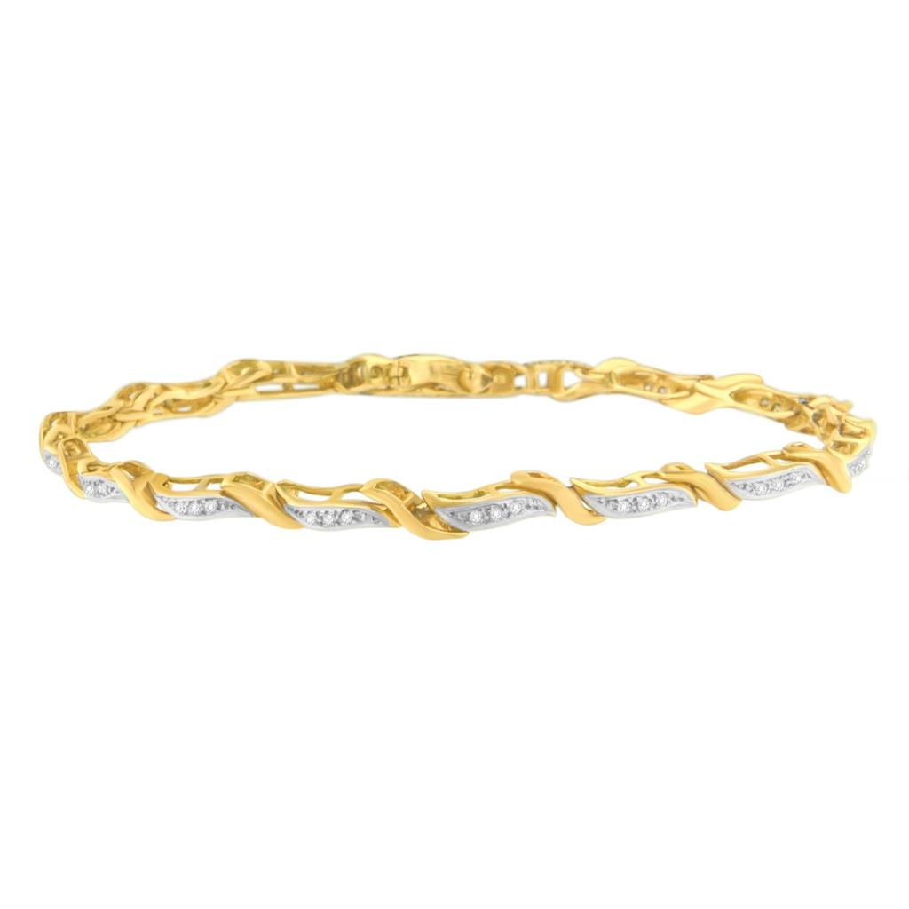 10K Yellow Gold 0.25 CTTW Round Cut Diamond Bracelet (0.25 cttw, H-I Color, SI1-SI2 Clarity)