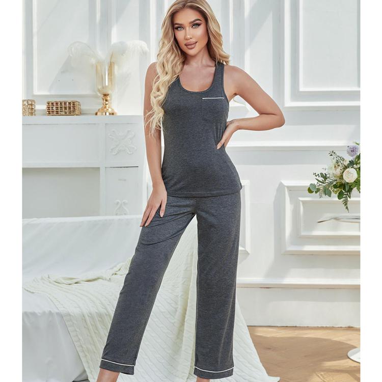 KISS ME ANGEL new loose casual camisole and trousers two pieces simple hot sexy sleepwear homewear pijamas set