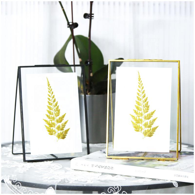 Home Furnishing Personality Creative Decoration Decoration Picture frame copper Art Geometric Glass Metal Photo Frame