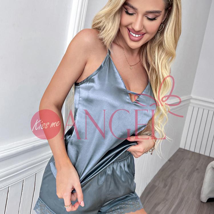 KISS ME ANGEL custom private enticement sexy strap top shorts sexy girls sexy pajama homewear set