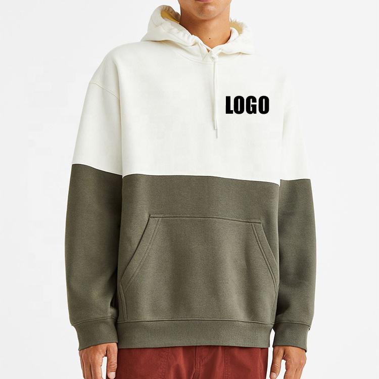 Casual hoodies custom logo men's color-blocking drop shoulder fleece pullover sweatshirt clothes men hoodie & sweatshirt