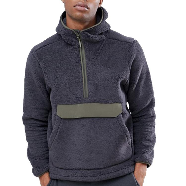 Wholesale hot sell winter jumper half zip custom fleece hoodie men