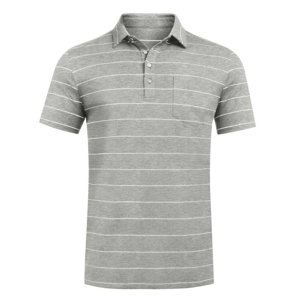 Lightweight Striped Polo for Men's Golf
