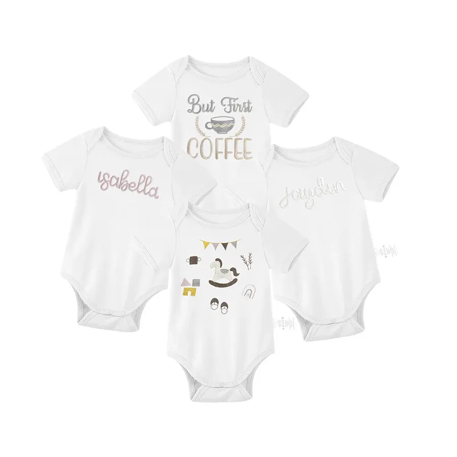 Customizable newborn jumpsuit with embroidery
