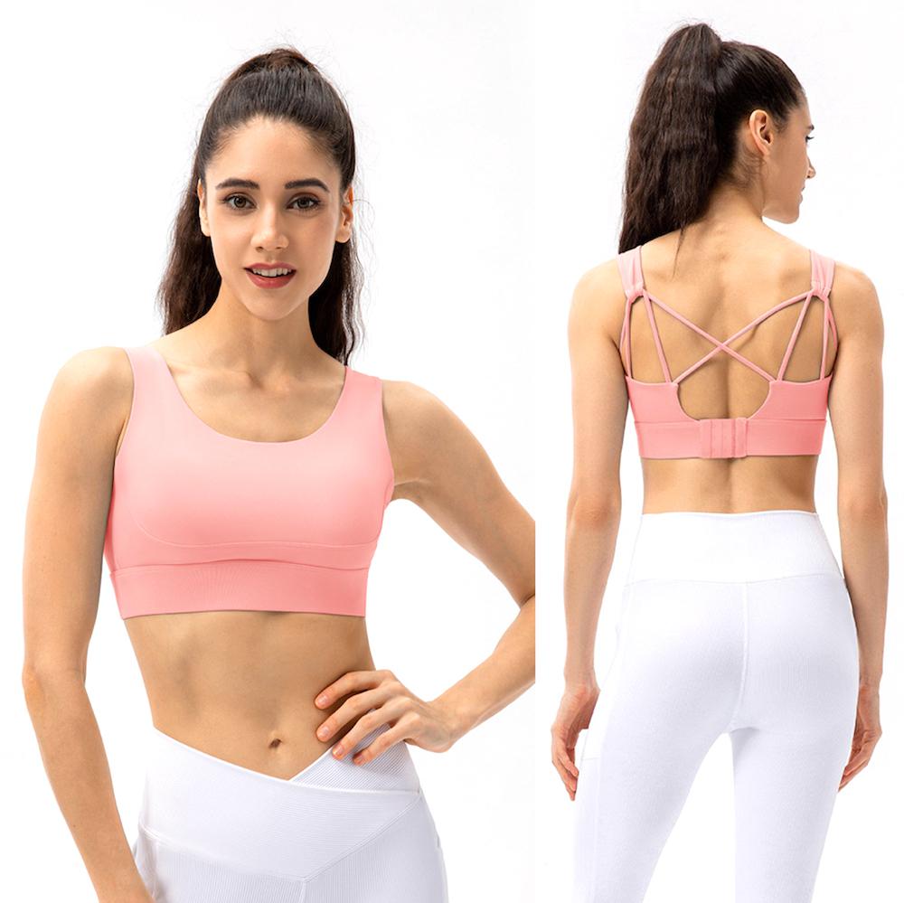 Newest Sexy Criss-Cross Back High Impact Sports Bra with Molded Chest Pads Plus Size Adjustable Athletic Lingerie Top Gym Clothe