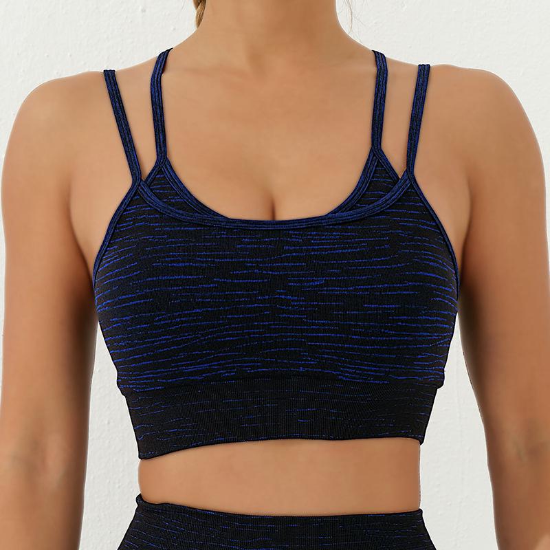 Double Layer Patchwork Thin Band High Elastic Tight Sports Bra