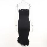 Black Off The Shouler Dress With Fur