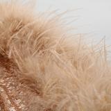 Long Sleeve Glitter Dress Feather Bottom
