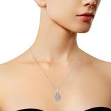 .925 Sterling Silver 1 1/2 Cttw Diamond Oval Cluster Pendant Necklace (I-J Color, I2-I3 Clarity) - 18"