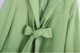 Green Blazer With Tie Bow