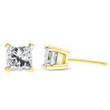 14K Yellow Gold 1/3 Cttw Princess-Cut Square Near Colorless Diamond Classic 4-Prong Solitaire Stud Earrings (J-K Color, I1-I2 Clarity)