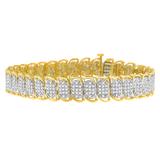 10K Yellow Gold Round Cut Diamond Ring Bracelet (3.00 cttw, J-K Color, I2-I3 Clarity)