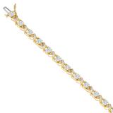 10K Yellow Gold Round Cut Diamond Cross Link Bracelet (1.00 cttw, I-J Color, I2-I3 Clarity)