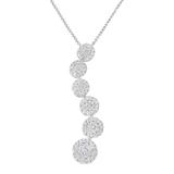 14K White Gold 1 cttw Diamond Cluster Journey Pendant Necklace (H-I, I1-I2)