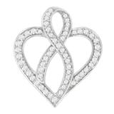 Sterling Silver Round Cut Diamond Ribbon-Embellished Heart Pendant Necklace (1/4 cttw, H-I Color, SI2-I1 Clarity)
