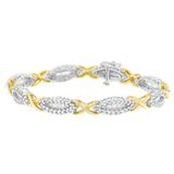 10K Two-Toned Round and Baguette-cut Diamond Bracelet (3 cttw, H-I Color, I2-I3 Clarity)