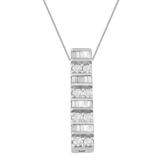 14K White Gold Round and Baguette Cut Diamond Pendant Necklace (5/8 cttw, H-I Color, I1-I2 Clarity)