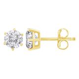 14K Yellow Gold Round Cut Diamond Earrings (0.2 cttw, J-K Color, I2-I3 Clarity)