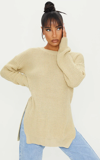 Round Neck Side Split Sweater