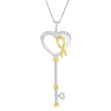 10k Two-Tone Gold-Plated Sterling Silver 1/10 ct TDW Round Cut Diamond Key to My Heart Pendant Necklace (H-I, I1-I2)