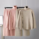 Knitted Turtleneck Sweater Two Piece Lounge Set