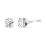 14K White Gold 1.00 Cttw Round Brilliant-Cut Near Colorless Diamond Classic 4-Prong Stud Earrings (H-I Color, I1-I2 Clarity)