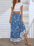 Casual Floral Printed Rayon Skirt