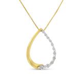 10K Yellow Gold 1/10 cttw Round Cut Diamond Tear Drop Pendant Necklace (H-I, I1-I2)