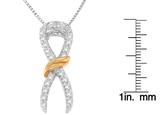 Two-Tone 10K Yellow Gold over .925 Sterling Silver 1/6 Cttw Diamond Embellished Awareness Ribbon Pendant Necklace (H-I Color, I2-I3 Clarity)