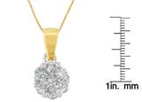 14K Two-Toned Gold Round Cut Diamond Circle Halo Pendant Necklace (1.00 cttw, H-I Color, I1-I2 Clarity)